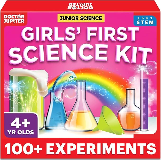 Doctor Jupiter Girls' First Science Experiments Kit for Kids Ages 4+ | Birthday Gift Ideas for Girls 4, 5, 6, 7, 8 Year Olds, Science Kits for Kids Ages 5-7, STEM Educational Toys