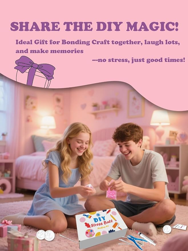 Donpidd DIY Stress Ball Making Kit with Fillers-15 Stress Balls Skins-Squishy Making Kit- DIY Craft Kits Stress Balls - Handmade Make Your Own Stress Ball Kit for Adults - Crunchy Relaxing