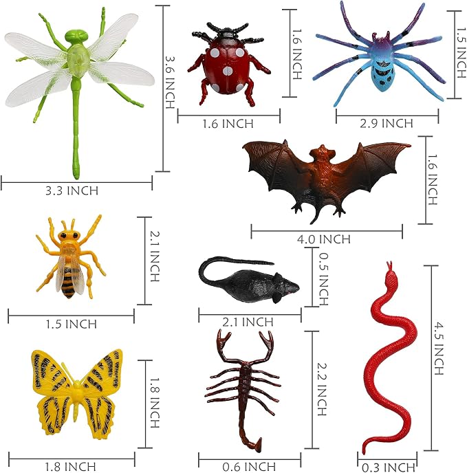 73 Pack Plastic Fake Mini Bugs Set, Realistic Insects Toy for Sensory Bin | Colorful Assorted Play Bugs,Ideal for Themed Party Favor, Cupcake Toppers and Birthday Party Decorations for Kids