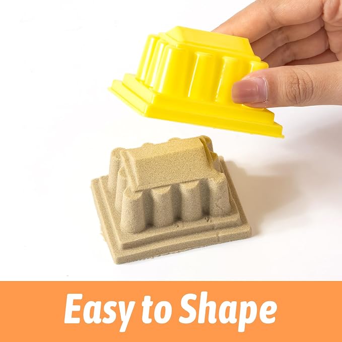 Construction Sensory Bin,Kinetic Sensory Sand Molds Kit | 10 Sand Castle Molds & 2.2 lb Sensory Sand - Sand Box for Toddlers Ages 3+, Educational & Creative