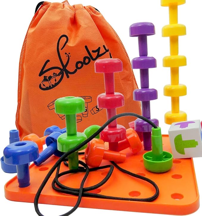 Skoolzy Peg Board Toddler Stacking Toys - Plastic Peg Board Toddler Toys