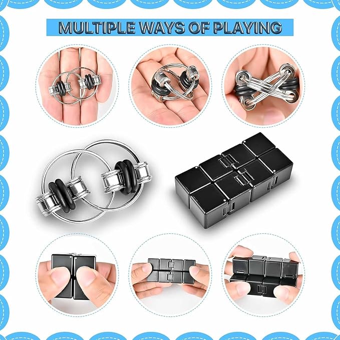 Fidget Toys Adults Set Fidgets for Classroom Must Have Autism Sensory Pack Figette Cube ADHD Special Treasure Prize Tool Stress Relief Desk Cool Gadget for Kid Easter Basket Stuffers for Teen Boys