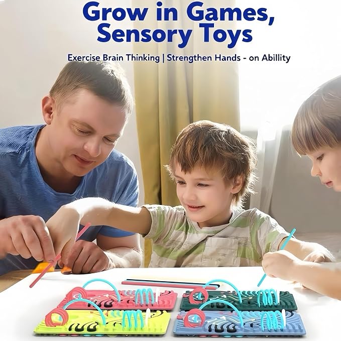 2 Pack Sensory Activity Boards, Sensory Fidget Toys for Stress Relief | Quiet Sensory Toys, Fidget Toys for Adults and Kids, 28 Colorful Strings, Screen-Free Travel Activity for Car and Airplane