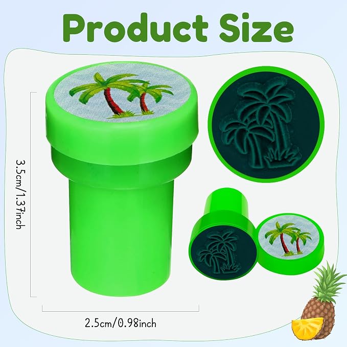Cinrobiye 24 Pcs Hawaiian Luau Stampers for Kids, Tropical Party Favor Set, Hawaii Theme Stampers with Palm Tree Hibiscus Surf Designs, Luau Birthday Party Supplies, Classroom Rewards, Goody Bags