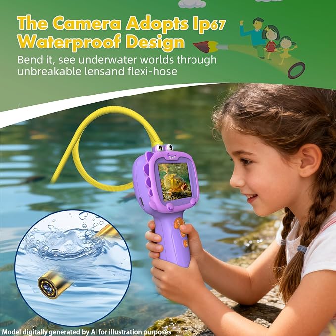 Daxiongmao Borescope Camera with Light for Kids | STEM Science Educational Toy for 3 4 5 6 7 8 9 10 Years Old Boys & Girls | Birthday Gift for Outdoor Adventures & Nature Discovery（Purple）