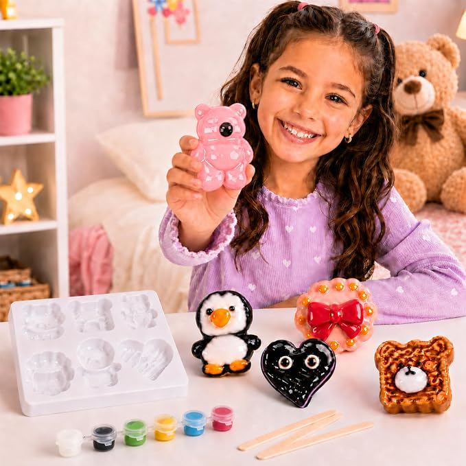 VMNlooking Taba Squishy Kit for Kids, DIY Squishy Making Kit with Cute Molds, Make Your Own Squishies Craft Kit, Soft Sensory Squeeze Toys, Arts and Crafts Gift for Girls Boys Ages 8-15