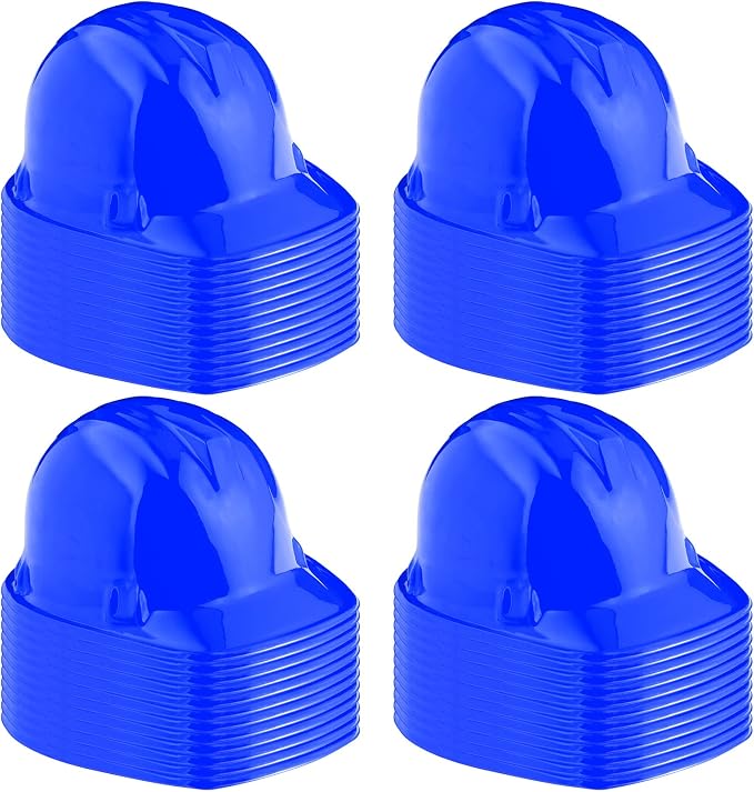 Sumind 48 Packs Construction Party Hats Kids Plastic Worker Helmet Bulk Toy for 3-8 Years Children Dress up Party Supplies(Blue)