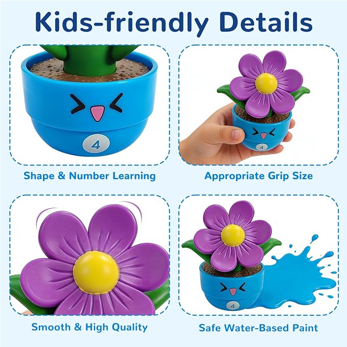 Flower Garden Toddler Toys, Kids Gardening Building Toy, Color Shape Sorting & Matching Game, Montessori Stacking Sensory Learning Toys, 2 Year Old Girl Birthday Gift