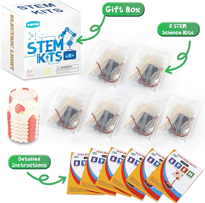 STEM Kits for Kids Age 6-8 8-10, 6 Bulk Science Lamp Crafts Kits 8-12 | Electric Circuit Science Experiments for Classroom STEM Toys Building Activities, Gifts for 6 7 9 10 13 Year Old Boys Girls