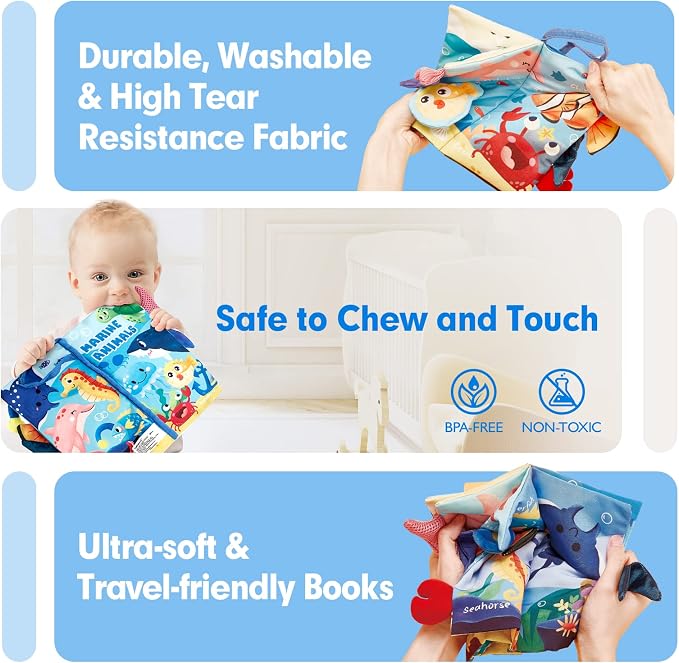 hahaland Baby Books 0-6 Months, Infant Tummy Time Baby Toys 6 to 12 Months | Touch Feel Book Baby Gifts for Boy Girl 0-3 Months Learning Toy Baby Birthday Easter Basket Stuffers 1PCS