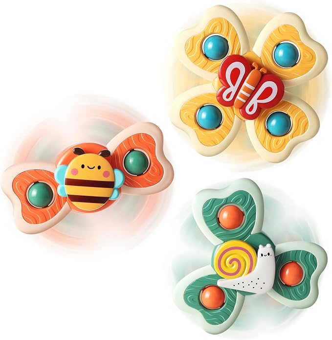 Suction Cup Spinner Airplane Travel Toys for 1 Year Old Boy Girl | Spinning Top 12 18 Months,1 2 Year Old Boy Birthday Gift,Baby Bath Toy for Kids Ages 1-3,Sensory Toy for Infant Toddlers