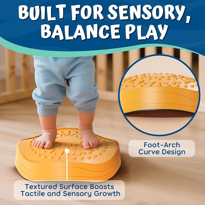 Lehoo Castle Stepping Stones for Kids, Non-Slip Toddler Stepping Stones, Indoor & Outdoor Sensory Toys for Toddlers 1-3, Balance Board Obstacle Course for Kids 3-5