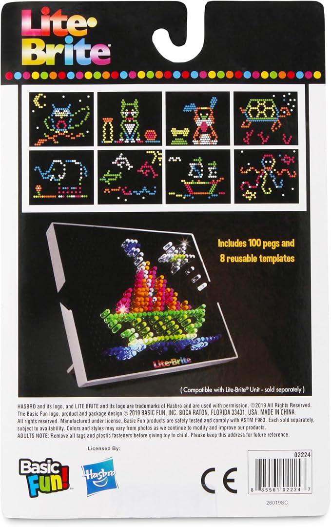 Lite Brite Peg and Template Refill Pack, Light Up Drawing Board Accessories, LED Drawing Board Pegs with Colors, Toys for Creative Play, Light Toys for Kids Aged 4 +