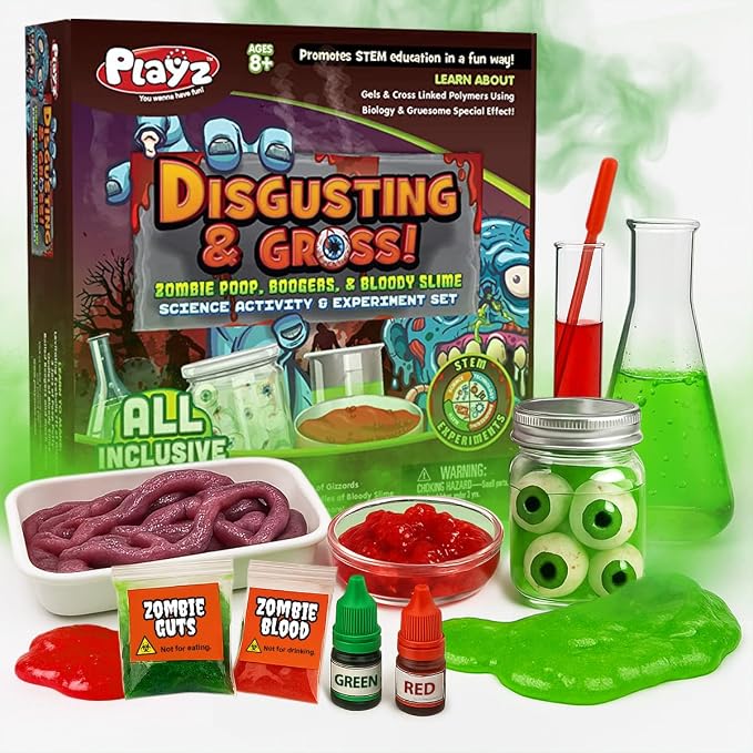Playz Disgusting n Gross Science Experiments Science Kits for Kids Age 8-12 | Educational Science Toys Chemistry set with 34+ Fun Science Activities Stem Kits for kids, Gross Slime Science Lab kit Gifts