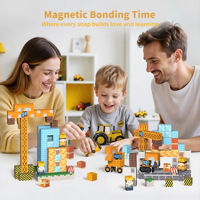 Magnetic Building Blocks Toys for Kids 154PCS Ages 3+ | Magnet Building Cubes Construction Set, STEM Sensory Stacking Toys, Birthday Gifts for Boys Girls