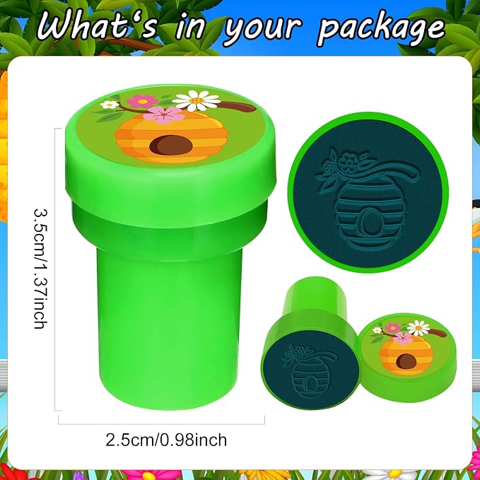 Cinrobiye 24 Pcs Bee Stampers Party Favor Set, Cute Honey Bee Stamps for Kids Birthday Party, Classroom Rewards, Carnival Prizes, Goody Bag Fillers, Bee Themed Party Supplies
