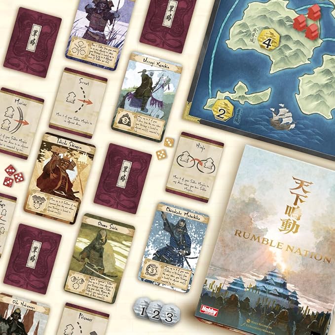Rumble Nation Board Game | Dice Rolling & Tactical Warfare Strategy Game in the Sengoku Era, Fun for Kids & Adults, Ages 10+, 2-4 Players, 30 Mins