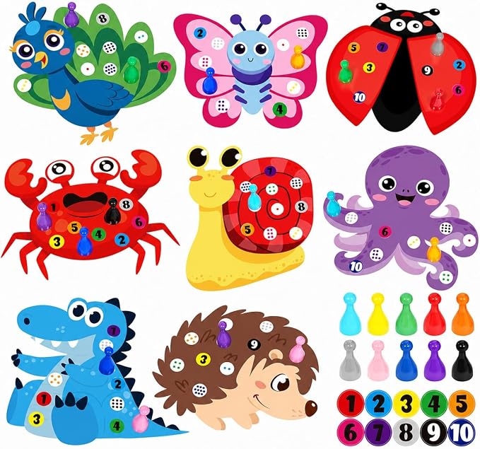 Cinrobiye Animal Counting Game for Kids, Number Matching Game 1-10 with Cute Animal Boards, Fun Educational Activity Games Set for Family Play, Party & Classroom Use