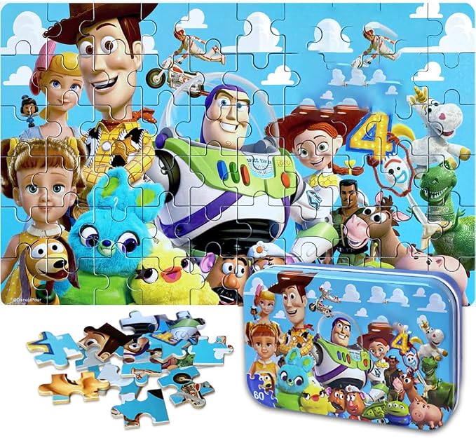 NEILDEN Jigsaw Puzzles 60 Pieces Puzzles for Kids Ages 4-8 Learning Educational Toy Puzzles for Children Girls and Boys Packed in Tin Box (CS-WJ-Z)