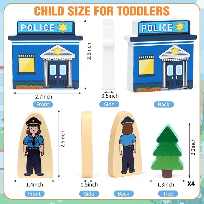 36Pcs Wooden Community Helpers Pretend Play Toys for Kids 3 4 5 6 Year Old, Wooden People Figures Blocks Occupations Dress up Toddlers Preschool Learning Toys Boys Girls Birthday Gifts