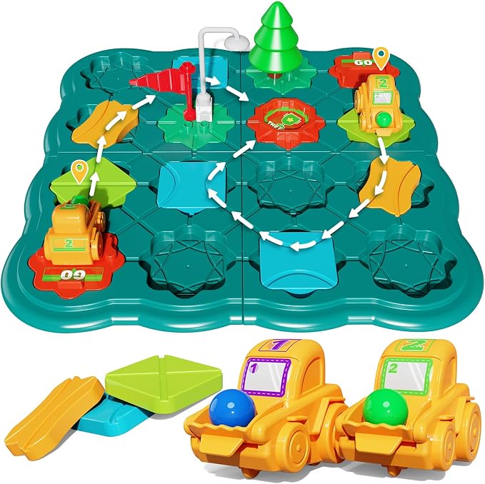 STEM Board Games Kids Toys, Maze Brain Teaser Puzzles Learning Games, Logic Road Track Building Blocks Educational Montessori Preschool Birthday Boys Girls Gifts for Kids Ages 3 4 5 6 7 8 Year Old