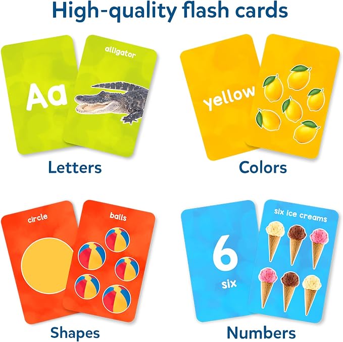 Skillmatics Flash Cards for Toddlers – Letters, Numbers, Shapes & Colors | Thick Flashcards, Montessori Toys, Preschool Learning Aids, Screen-Free & Educational Gift for Kids Ages 1, 2, 3, 4