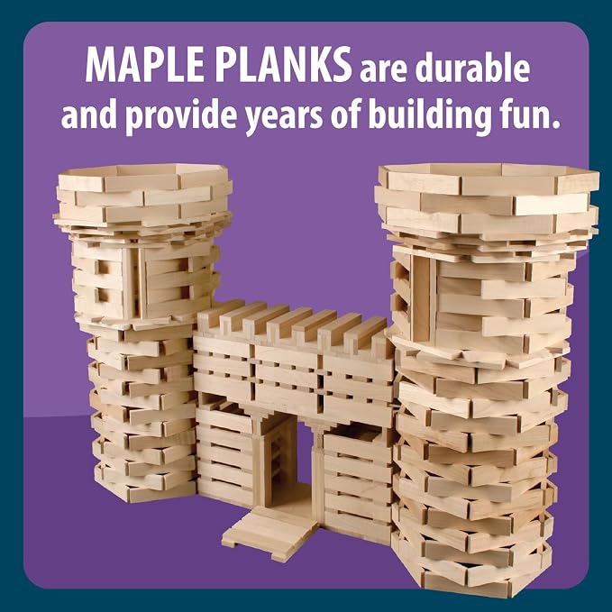 MindWare KEVA 400 Maple Wood Building Planks Set - Building Toy Includes 400 Wooden Blocks, 2 KEVA Balls, and Idea Book - Ages 5+