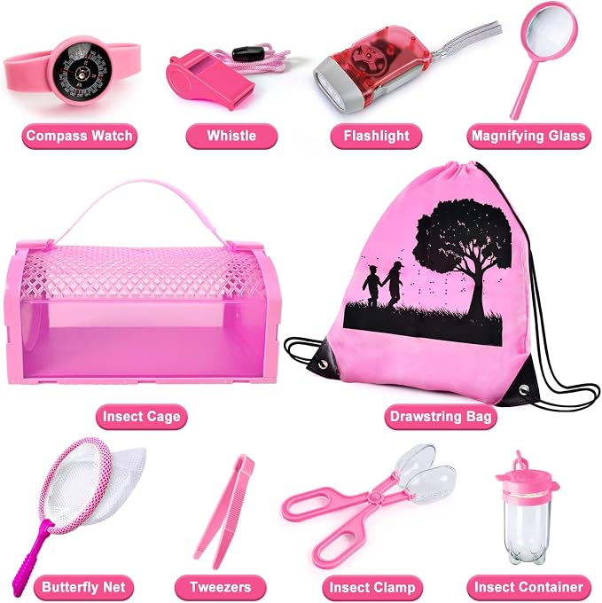 Bug Catcher Kit & Outdoor Explorer Kit for Kids, 10 Pcs Bug Catching Kit | with Toy Cage, Backpack, Flashlight, Outdoor Exploration Toys Gift for Boys Girls 3-12