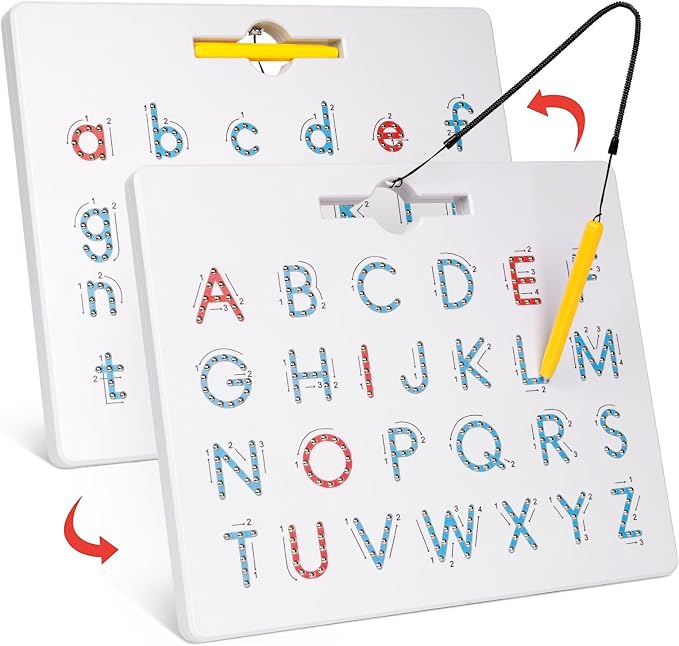 GAMENOTE Magnetic Letter Board Double Sided, ABC Alphabet Tracing Board | 2 in 1 preschool learning toy, uppercase lowercase letters, handwriting practice, educational classroom toy for toddlers kids