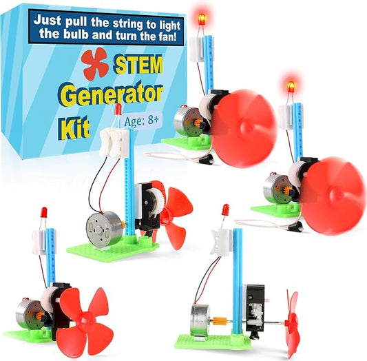 5 Bulk STEM Generator Kits for Kids, DC Motor Science Experiments, Engineering Building Projects Activities STEAM Toys, Class Educational Learning Classroom Activity, Free Energy Hand Generators Kit