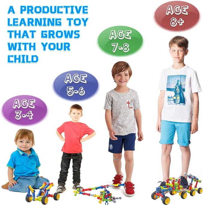 Kids STEM Building Toys for 3 4 5 6 7 8+ Year Old Boys Girls Birthday Gifts | 110 Pcs Building Blocks STEM Kits, Learning Boy Toys Age 3-5 4-6 6-8, Classroom Educational Creative Construction Engineering