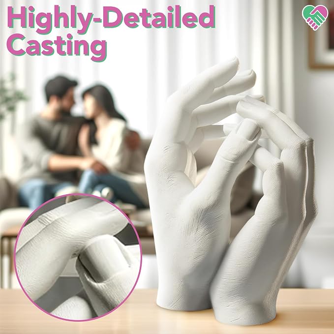 Luna Bean Hand Casting Kit - Couples, Wedding, Hand Mold | Highly detailed, easy to use, fun activity for making memories; gifts for women, special occasions, milestones, and family