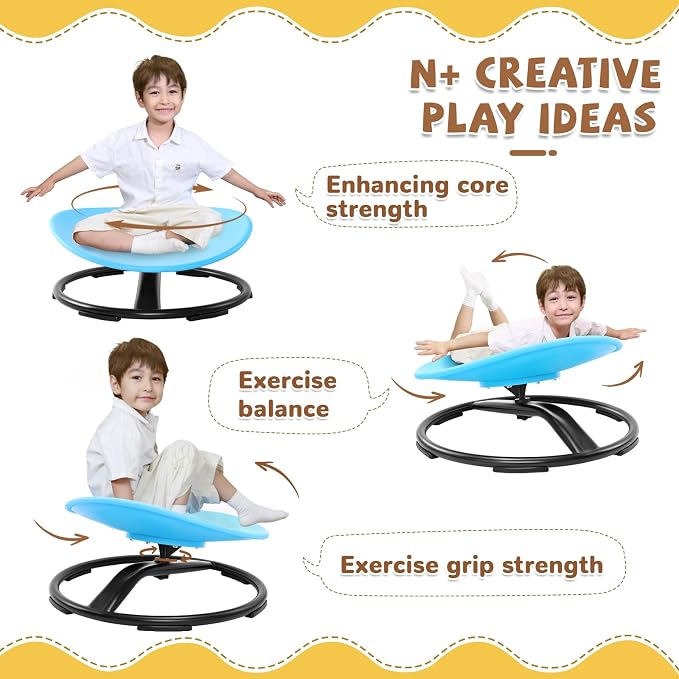Zhenx Spinning Chair for Autistic Kids (Ages 3-18), Autism Sensory Toy Gift | 220LBS Capacity Sensory Swivel Seat for ADHD Kids, Autism Sensory Products, Calming Gift Improve Focus & Body Balance (Blue)
