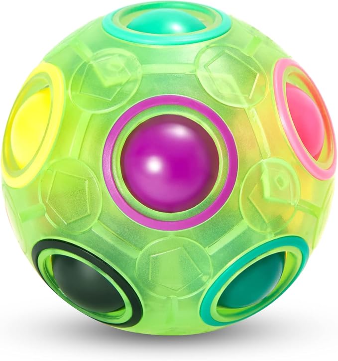 Magic Rainbow Puzzle Ball, Fidget Ball Puzzle Brain Teaser Fidget Toy for Boys & Girls- Birthday Party Easter Valentines Christmas Stocking Stuffers for Kids Teen & Adults(Green)