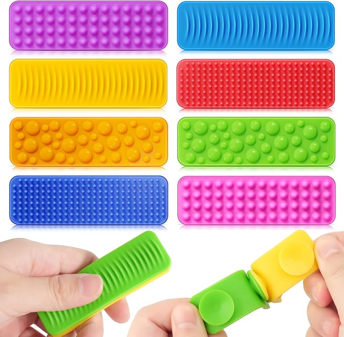 Sensory Fidget Toys Kids Adults: 8 Pack Suction Toys for Autism Calming | Sensory Stickers for Stress Relief - Fidget Strips for Classroom Office Desk - Special Education Classroom Prizes Must Haves