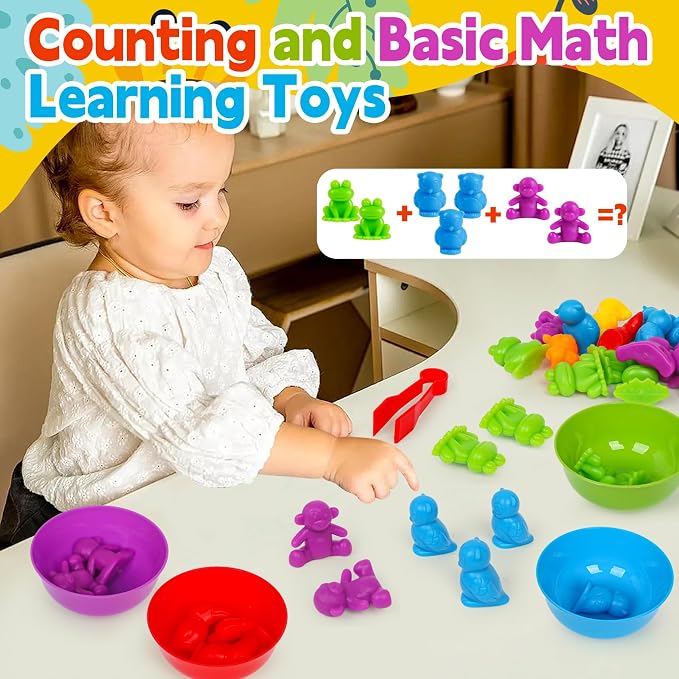Color Sorting Toys for Kids,Counting Animals Matching Games Montessori Educational Preschol Learning Activities Sensory Traning Toys Gift for 3+ Year Old Boys Girls