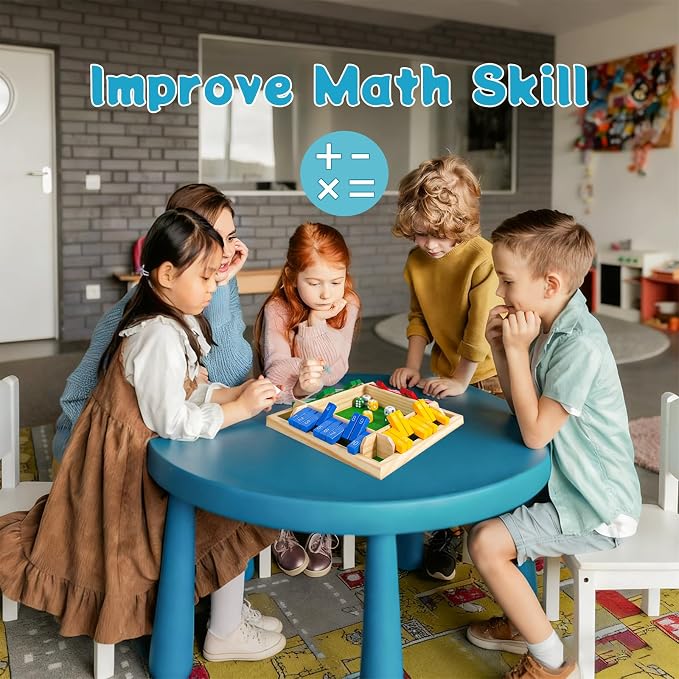 Shut The Box Dice Game 12 Inch Upgraded 2-4 Player Wooden Dice Game Math Addition Games Close The Box Family Wooden Dice Board Game for Kids Adults, Tabletop Version for Classroom, Home, Party or Bar