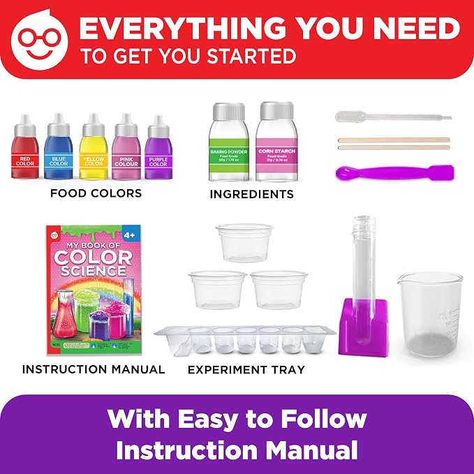 Doctor Jupiter Girls' Color Science Experiments Kit for Kids Ages 4+ | Birthday Gift Ideas for Girls Ages 4,5,6,7,8, 10 STEM Experiments, Preschool Learning Toy