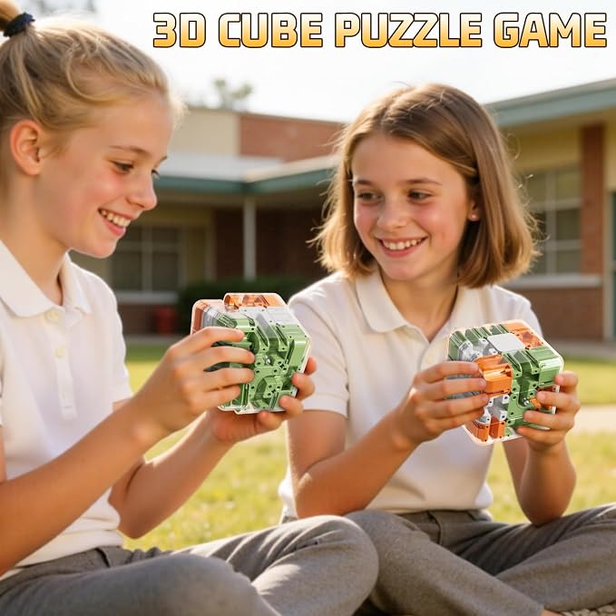 JUKUDAHU 3D Cube Puzzle Toys for Kids 3-8 with Ball, Fidget Toys | Educational Brain Teaser Color Matched Game, Family Board Game, Birthday Gift for Boys Girls 3 4 5 6 7 8 + Years Old Teens