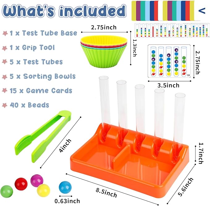 Counting and Color Sorting Toy, Preschool Kindergarten Learning Activities, Math Manipulatives Supplies Matching Games, Fine Motor Skills, Educational Montessori Toys for Kids 3 4 5 6 7 8 Year Old