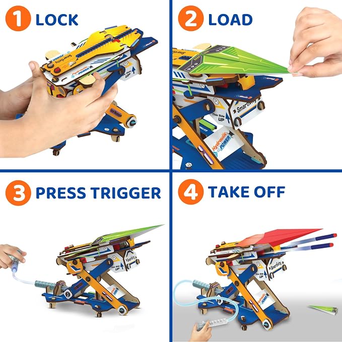 Smartivity 2in1 Hydraulic Aeroplane & Dart Launcher for Kids 6-14 | 50+ Amazing Science Experiments | Educational STEM Toy | Birthday Gift for Boys & Girls Ages 4,5,6,7,8 Years