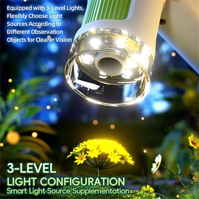 Microscope for Kids,1600X Digital Microscope with 4.0" HD Screen, 3-in-1 Portable Microscopes with Slides,STEM Educational Science Toy for Ages 6-12 Christmas Birthday Gifts for Boys & Girls (Green)