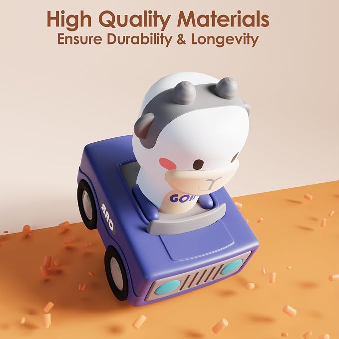 iPlay, iLearn Baby Press to Go Car Toys for Toddlers 1-3, 1 Yr Old Boy Gift | Infant Play Vehicle Set, Push Go Friction Car, Montessori Toy for 6-9-12-18 Months, 1st Birthday Gifts for 1-2 Years Old Girl