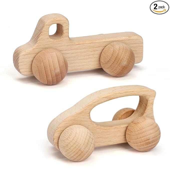 TOY Life Wooden Toys Cars, Montessori Toys for Babies 0-6-12 Months, Rattle Toy Cars for Toddlers 1-3, Christmas Wooden Baby Toys Gift 1 Year Old, Baby Boy Nursery Decor, 1 Year Old Boy Birthday Gift