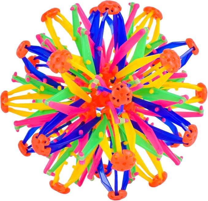Sunny Days Entertainment Nucleus Expandable Ball - Breathing Toy - Ages 3+ | 5.5-10 in Diameter, Plastic Construction, Rainbow Geometric Design, Concentration And Dexterity, Manual Hand Powered