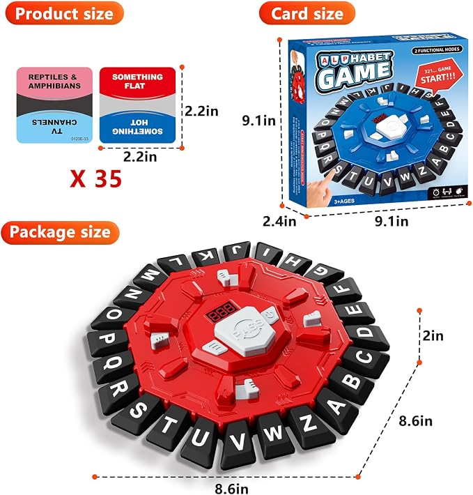 Word Game Family Board Game with Digital Display Timer for Kids and Adults | Fast-Paced 24-Letter Word Game with 2 Modes & 35 Cards for Family Game Nights and Parties, Ages 3 & Up, 2-8 Players