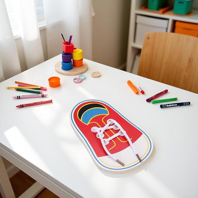 Shoe Tying Practice, Wooden Learn to Tie Your Own Shoes Threading Lacing Shoes Training Early Learning Kits | Threading Lacing Shoes Training Board Early Learning, Decorative Accessories