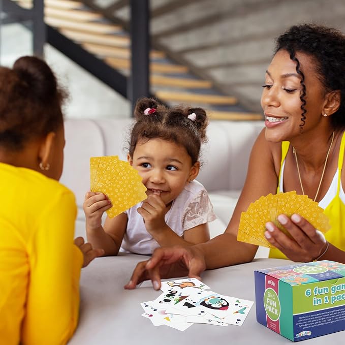 LotFancy Card Games for Kids, 6 Decks, Go Fish, Old Maid, Crazy Eights, Memory Match, Slap Jack, Animal Playing Cards, Easter Basket Stuffers, Stocking Stuffers, Birthday Gifts (Pack of 2)