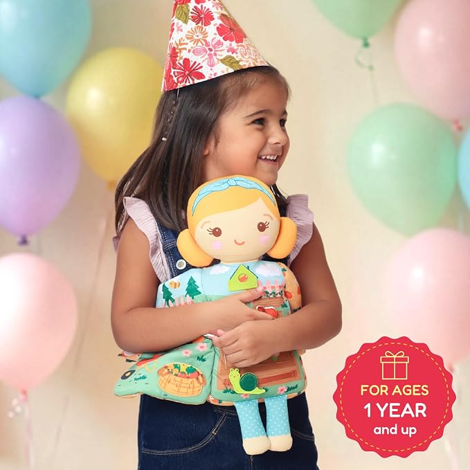 Rosie the Gardener– 2-in-1 Soft Activity Doll & Busy Book | Screen-Free Travel Plush Toy with Tethered Pieces for Toddlers and Preschoolers ages 1–4 by Aleni Brands