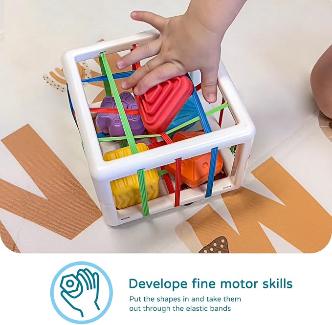 LiKee Montessori Activity Cube Toy, Sensory Shapes for Baby 12M+
